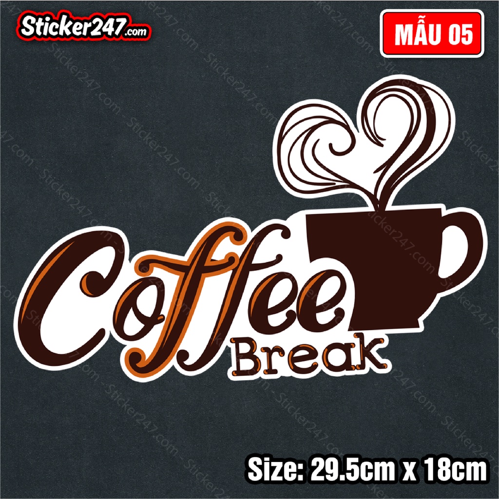 Sticker Hình Dán Coffee Khổ Lớn 𝑭𝒓𝒆𝒆𝒔𝒉𝒊𝒑 đồ trang trí quán cà phê, trà sữa, quán ăn, decal cà phê dán tường, tủ, kính