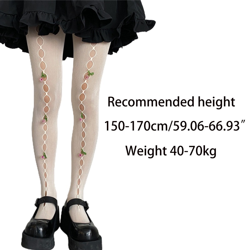 Xiangbao Quần Tất Lưới Khoét Rỗng Đính Pha Lê Phong Cách Lolita Cho Nữ