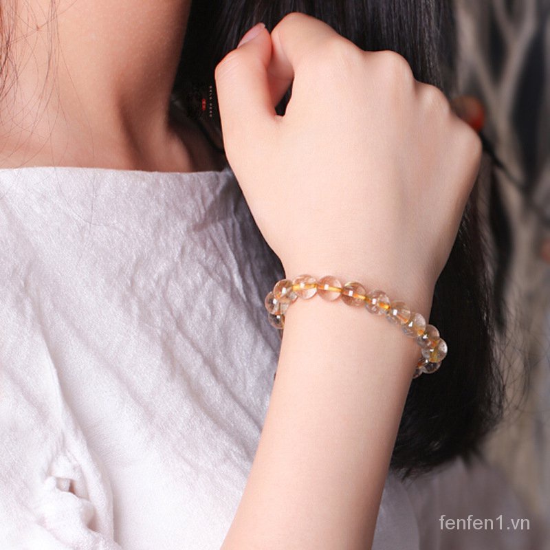 Vòng tay pha lê vàng tự nhiên với dây đơn phong cách Brazil