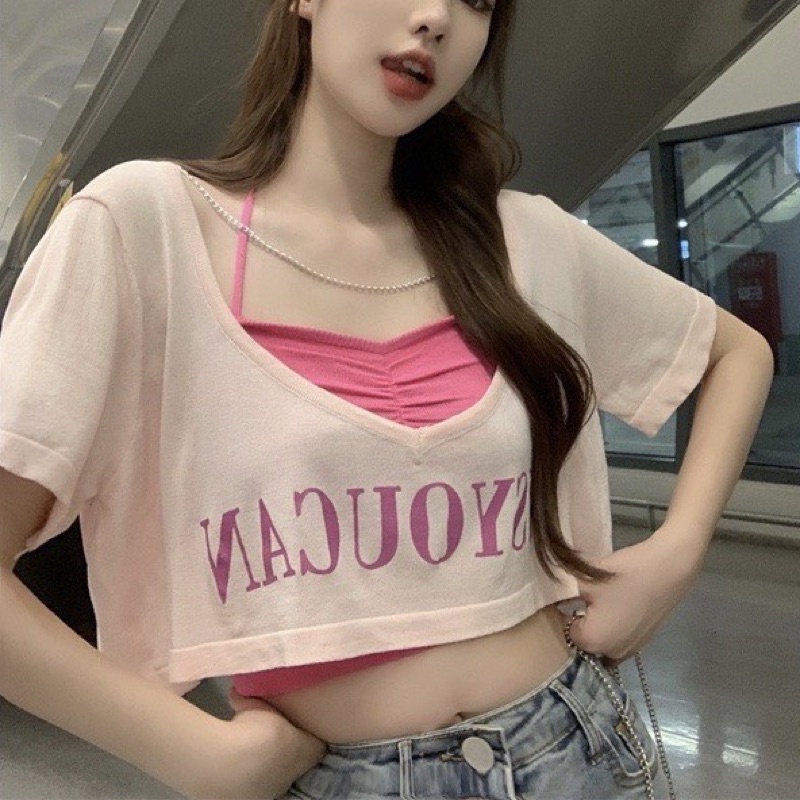 Set áo đôi dạng yếm kèm xích CN1 dễ thương