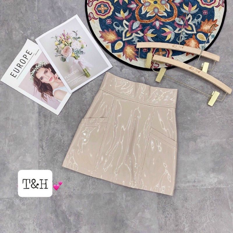 Chân váy da bóng trơn cạp cao hàng QCL1 | BigBuy360 - bigbuy360.vn