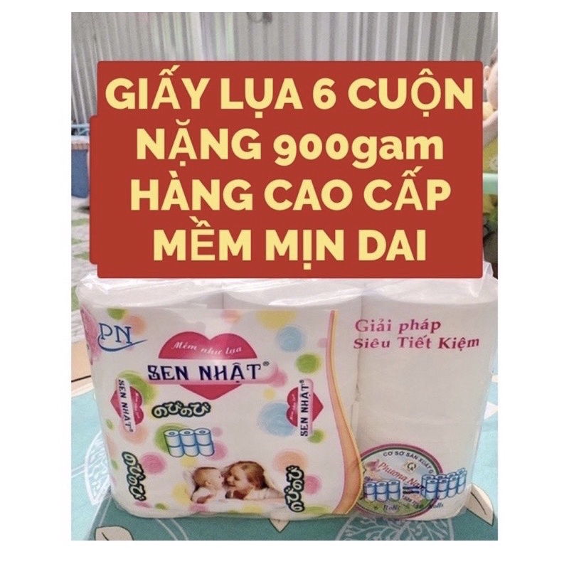 GIẤY VỆ SINH CAO CẤP 6 CUỘN NẶNG 0,9 KG.(CAM KẾT GIẤY MỀM MỊN DAI Ạ)