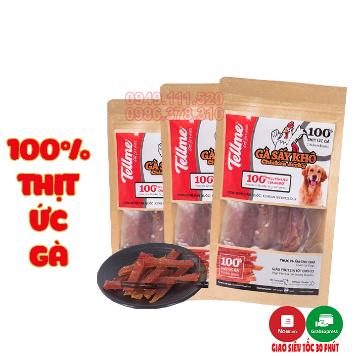 Bánh thưởng cho chó, Gà sấy khô Tellme 60g - Phụ kiện thú cưng Hà Nội