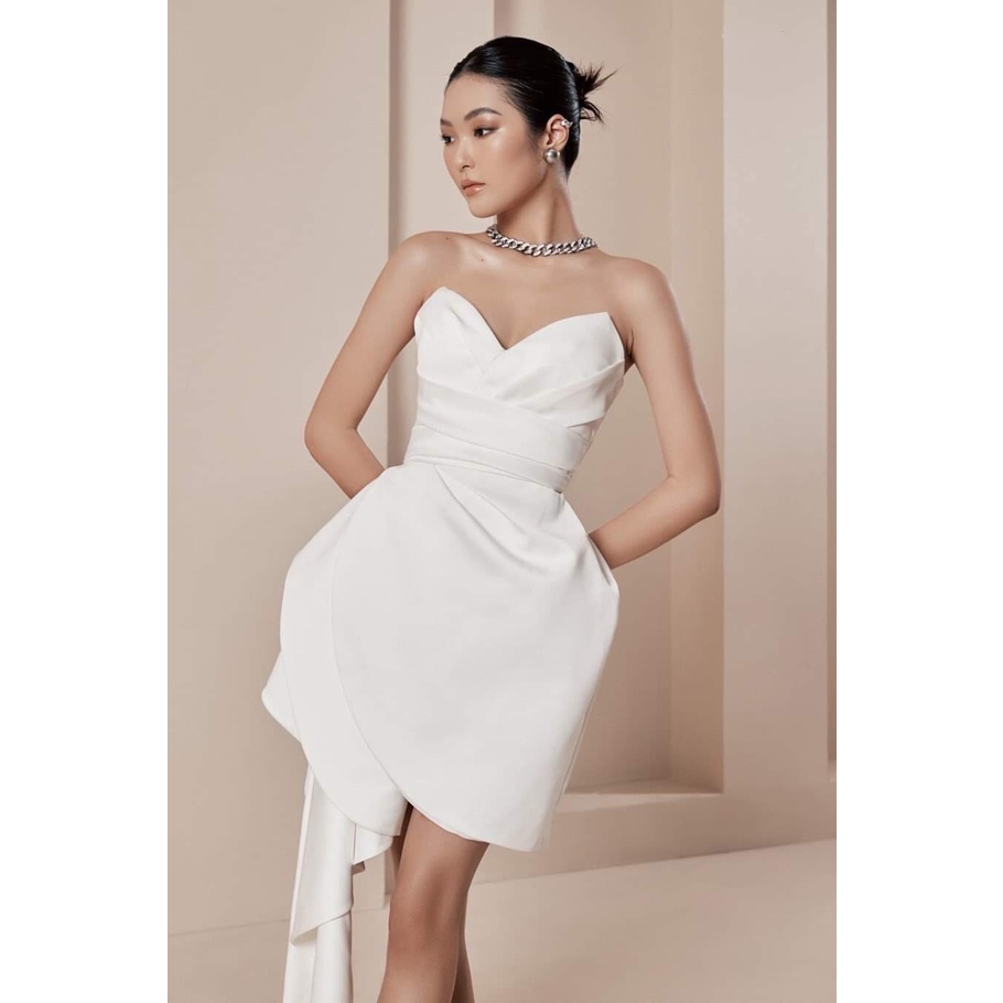 Đầm ôm body cúp xẻ ngực phối bèo dài eo dự tiệc (HÀNG CAO CẤP)