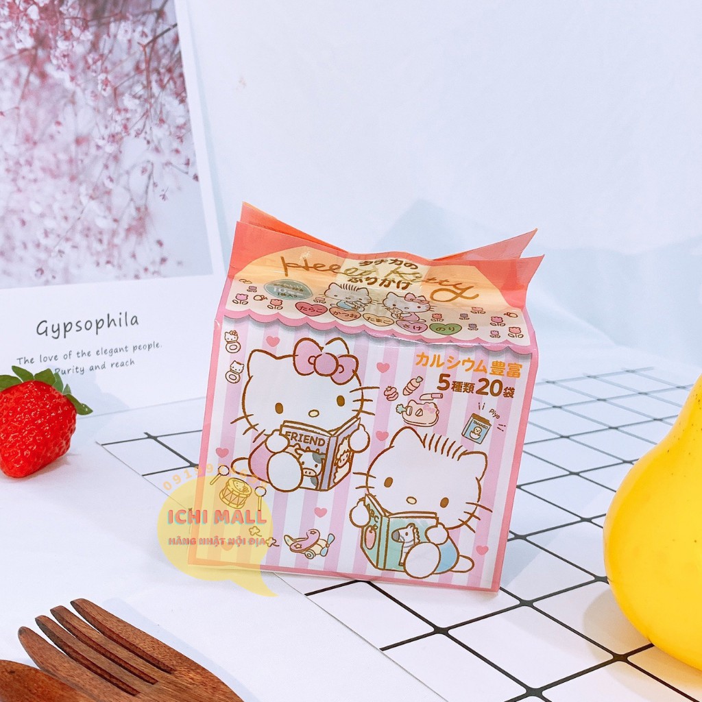 Gia Vị Rắc Cơm Hello Kitty Nhật Bản Bịch 20 gói MIX 5 vị 48gr (Date 2022)