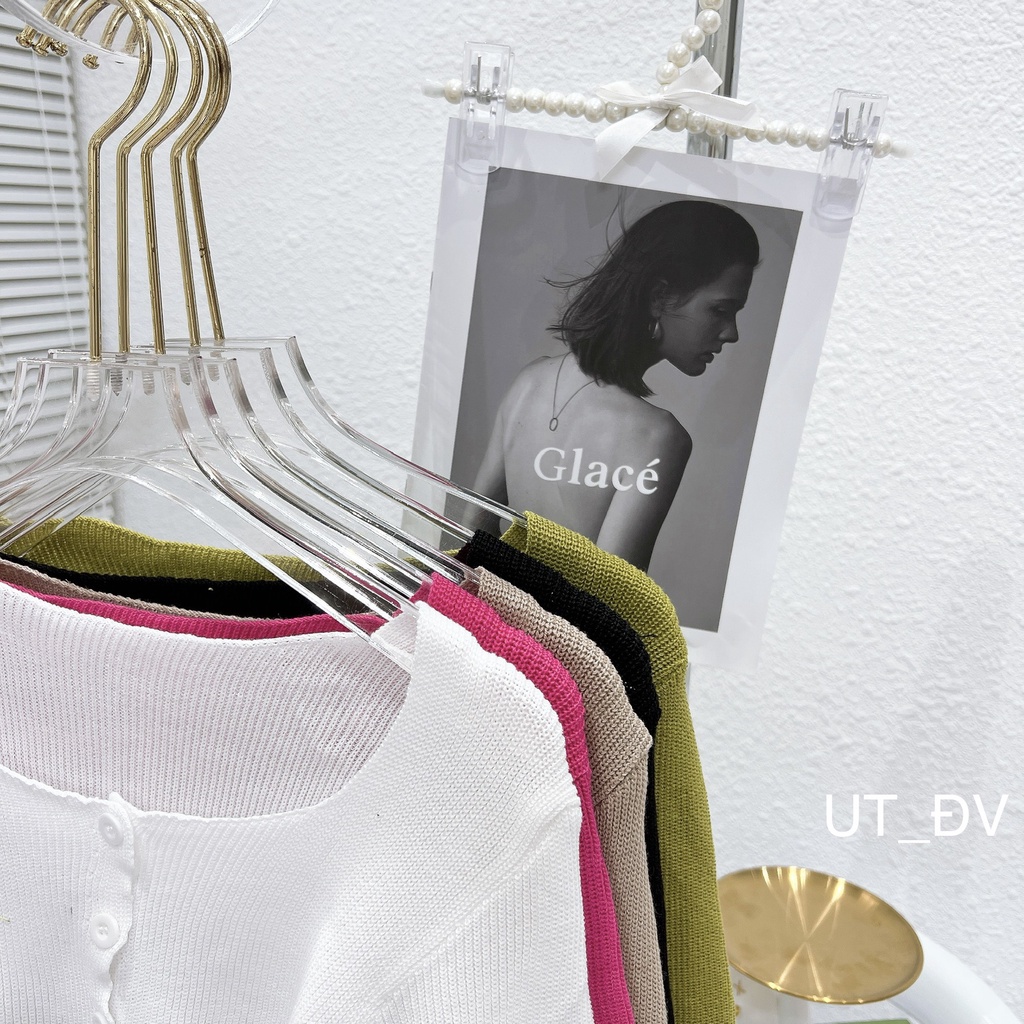 Áo len croptop dài tay chất len mongtogi co dãn nhiều màu cúc dọc vanmiushop