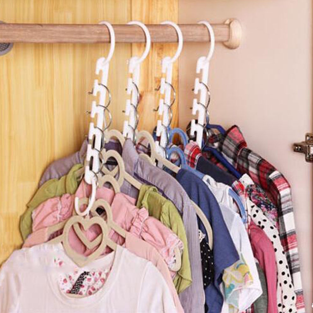 1 Móc Treo Quần Áo 5 Lỗ Bằng Nhựa Đa Năng Tiết Kiệm Không Gian