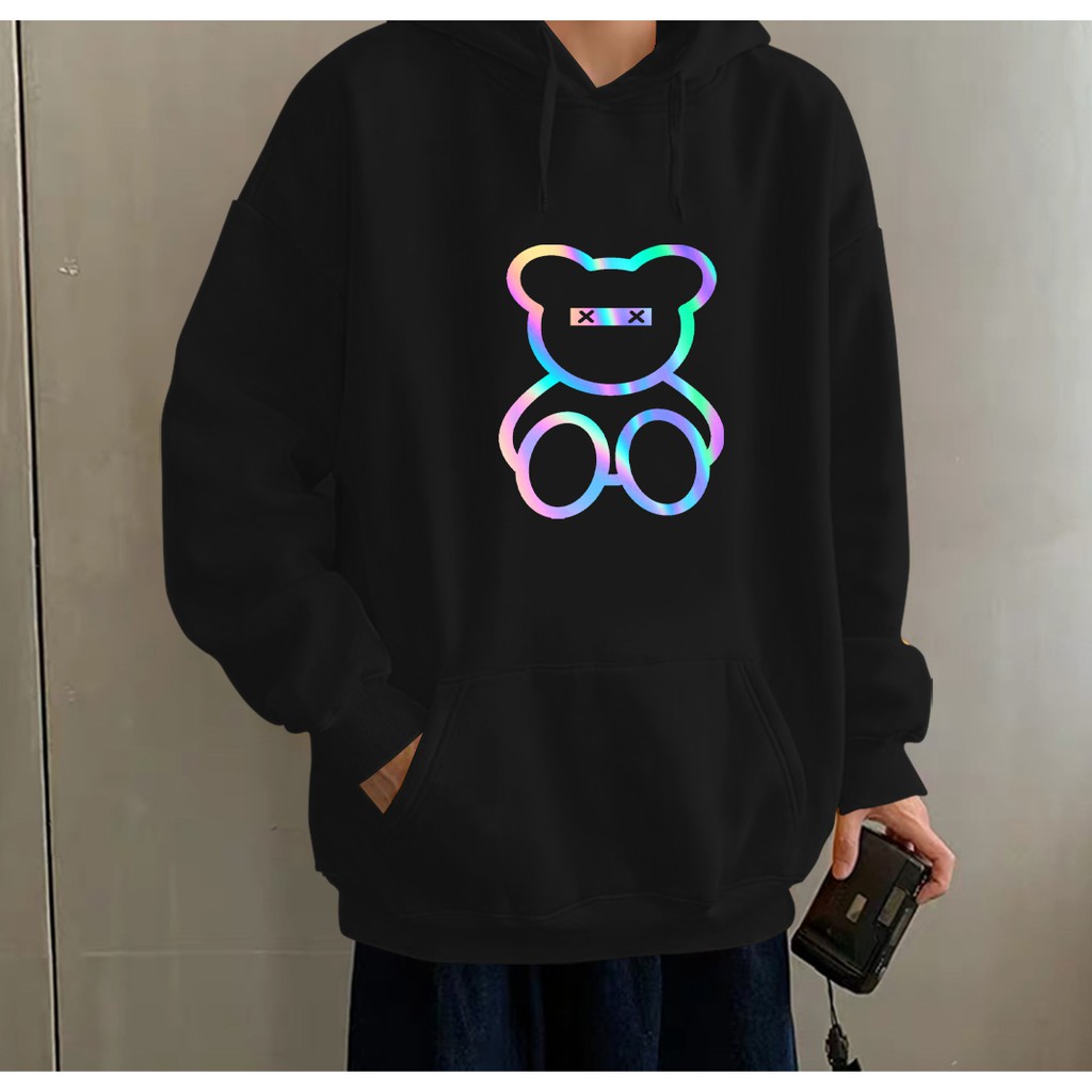 Aó khoác nỉ Hoodie phản quang Gấu Teddy, Áo khoác nỉ nam nữ họa tiết hình cá tính - KN26 | BigBuy360 - bigbuy360.vn