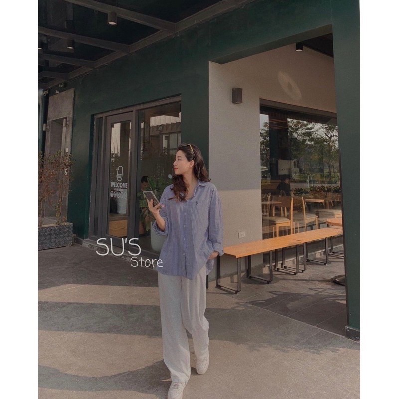 áo sơ mi kẻ sọc thêu dài tay 135 | BigBuy360 - bigbuy360.vn