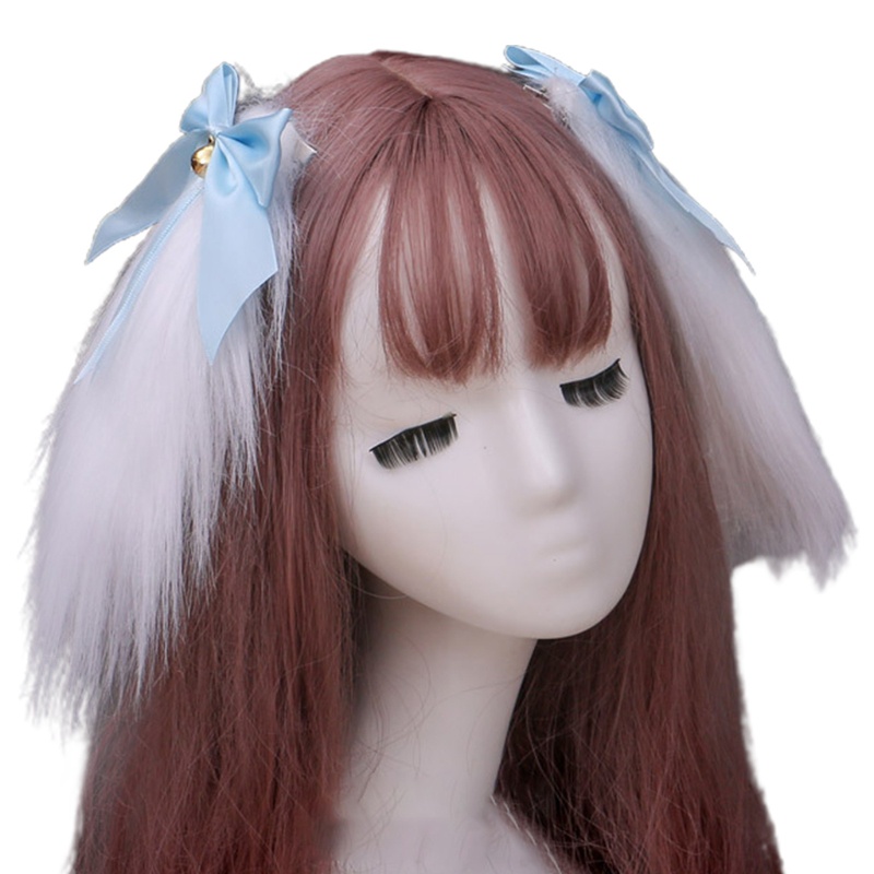 Kẹp Tóc Hình Tai Thỏ Phối Lông Phong Cách Lolita Nhật Bản Dễ Thương Cho Nữ