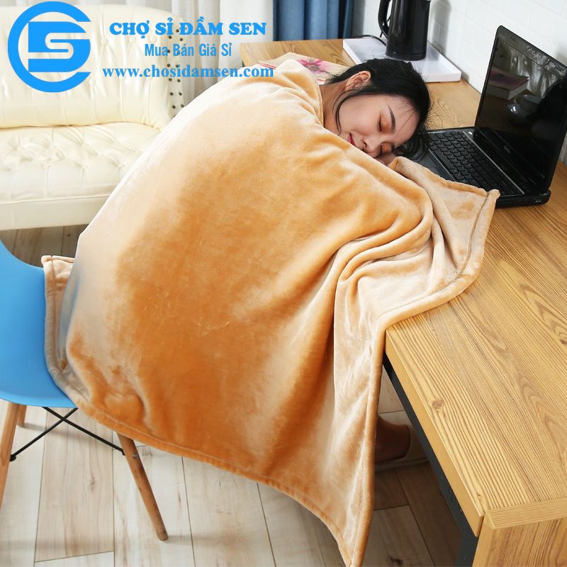 Mền tuyết nhung màu trơn siêu mịn, chăn ngủ trưa văn phòng êm nhẹ, đắp cực ấm G288-Menle