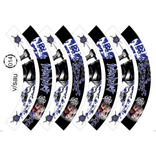 Tem trùm dán vành Samurai xanh đen 16 miếng dán full 2 bánh xe