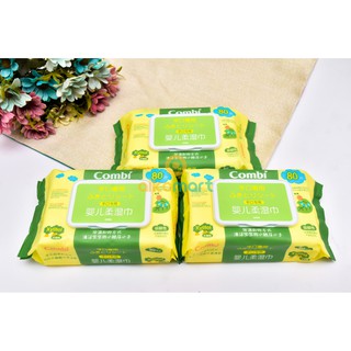 Combo 3 bịch khăn giấy ướt không mùi Combi 80 tờ