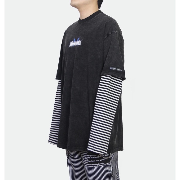 Áo dài tay sọc Butterfly form rộng Unisex