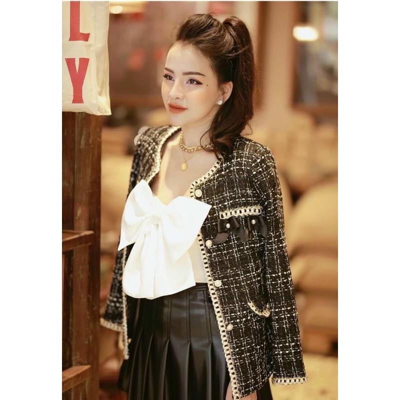 Áo Dạ Tweed 👄 Siêu Phẩm Áo Dạ Tweed Nơ Túi Cao Cấp Siêu | BigBuy360 - bigbuy360.vn