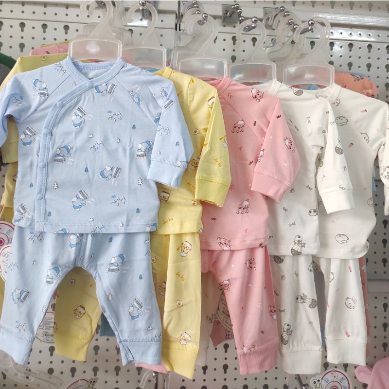 Bộ sơ sinh dài tay cài lệch Dokma size NB-3m