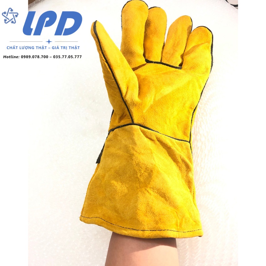 Găng tay hàn da 2 lớp ProTX - bao tay hàn da lộn, chống cháy, chịu nhiệt/tia lửa văng bắn, lớp trong vải nỉ chống nóng t