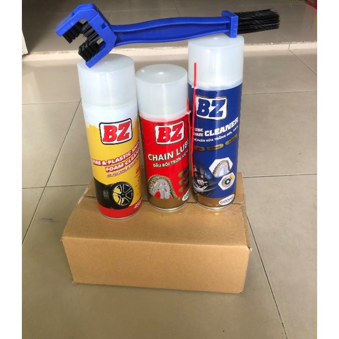 Combo 3 chai dưỡng sên,vệ sinh sên và dưỡng nhựa nhám bz (tặng bàn chải)