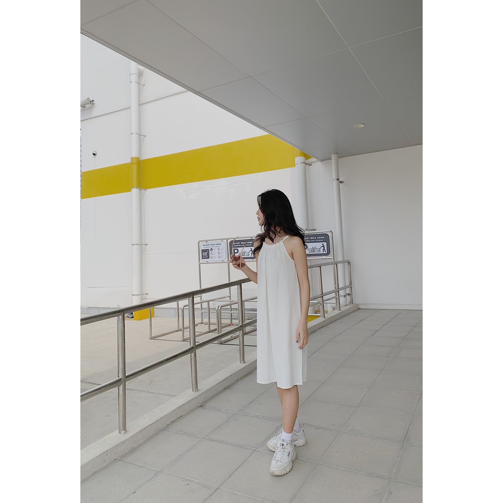 Váy thô đũi cổ yếm buộc nơ lưng VB99 1994closet | BigBuy360 - bigbuy360.vn