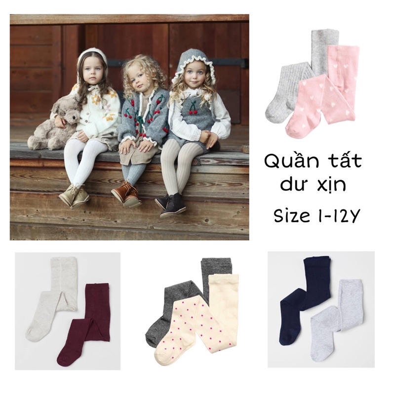 Set 2 quần tất Bé gái dư xịn size 1-10Y