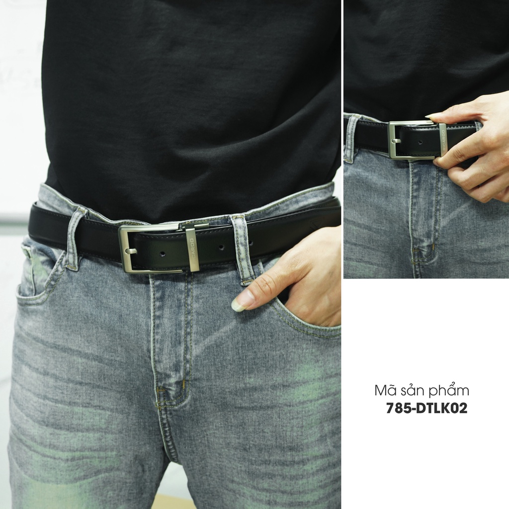 Thắt lưng da nam khóa kim chính hãng da bò sang trọng, Nịt bụng nam khóa kim da bò thật Ricardo - T208