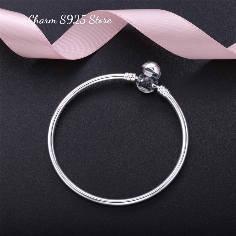Vòng tay charm pan cứng ngôi sao đính đá bạc s925