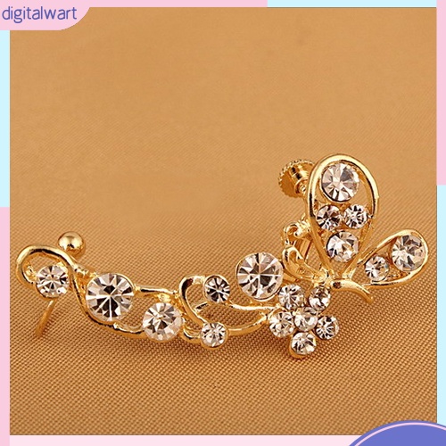 Khuyên Tai Kim Loại Hình Hoa Và Bướm Đính Đá Phong Cách Retro Cho Nữ