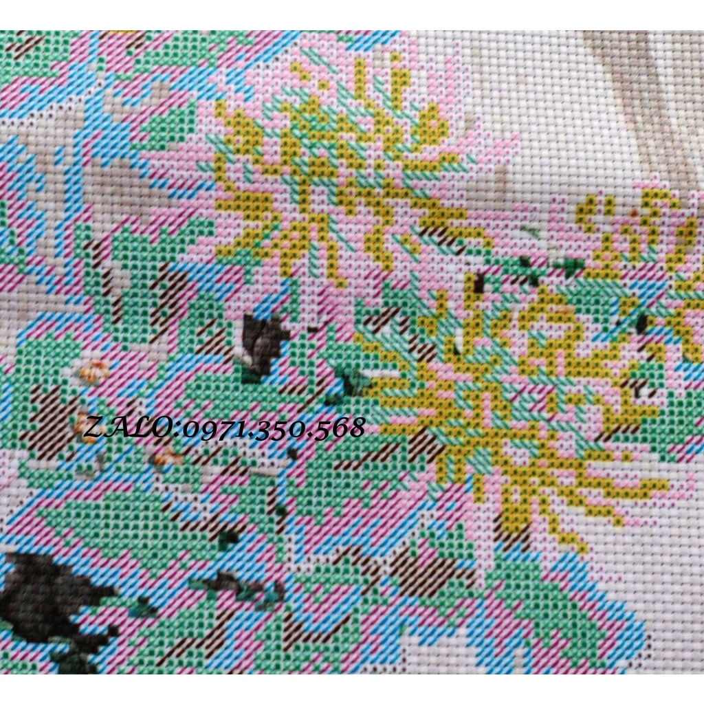 Tranh thêu chữ thập Mai Lan Trúc Cúc 130x59cm