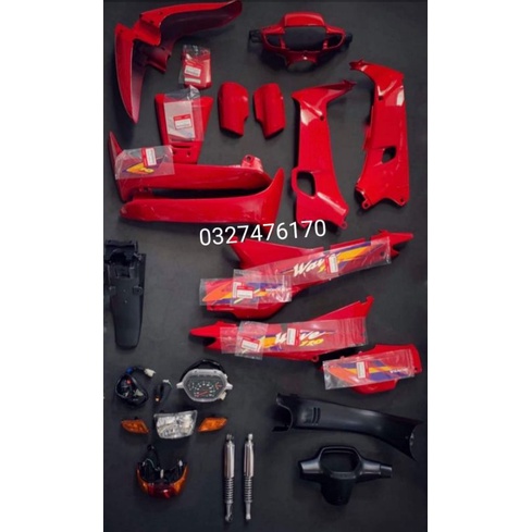 Bộ nhựa dàn áo xe WAVE thái 110 màu đỏ luôn tem zin honda