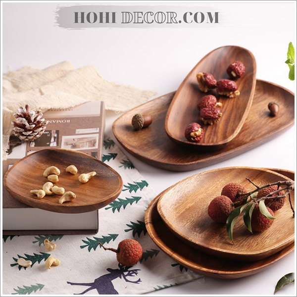 Khay Gỗ Đựng Đồ Ăn, Đĩa Gỗ Decor Chụp Ảnh Kiểu Nhật Cao Cấp - Shop Hohi Decor
