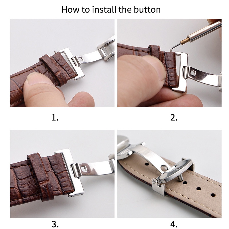 Khóa Dây Đồng Hồ Bằng Thép Không Gỉ Dày Dặn Họa Tiết Vảy Cá 10mm 12mm 14mm 16mm 18mm 20mm 22mm