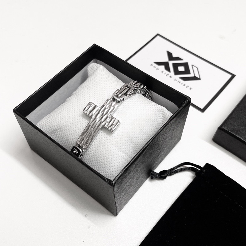 Vòng Tay Nam Titan Cao Cấp Chữ Thập Chất Ngầu - Lắc Tay Thép Không Gỉ Cá Tính StreetStyle Hiphop Phong Cách Âu Mỹ
