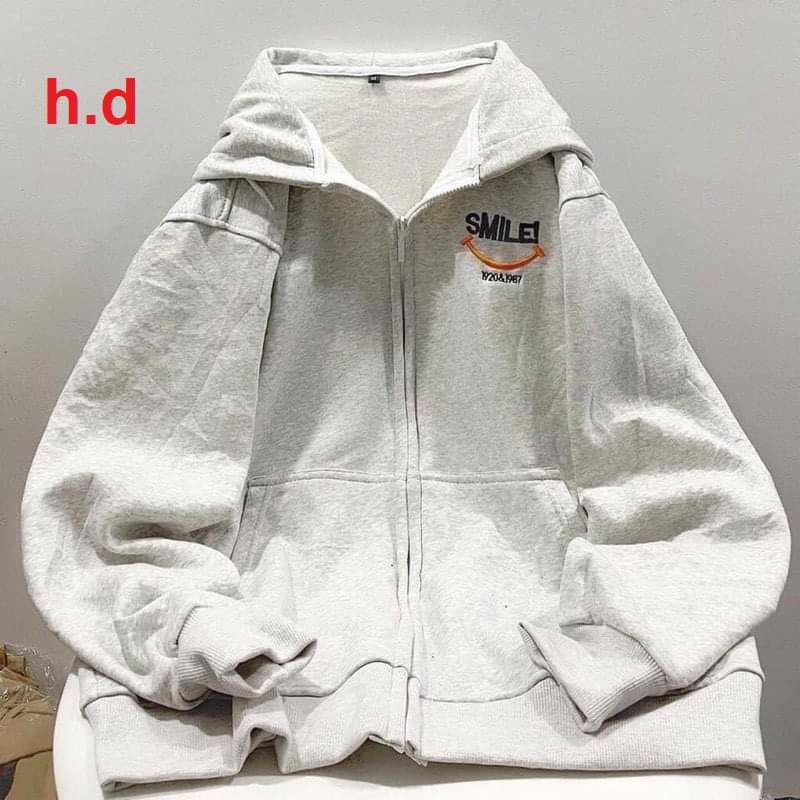 Áo Nỉ  Mùa Đông Mũ Khóa Smile Mặt CườiSweater có khóa kéo; thun hoodie form rộng UlzzangChất Nỉ Bông Đẹp Không xù