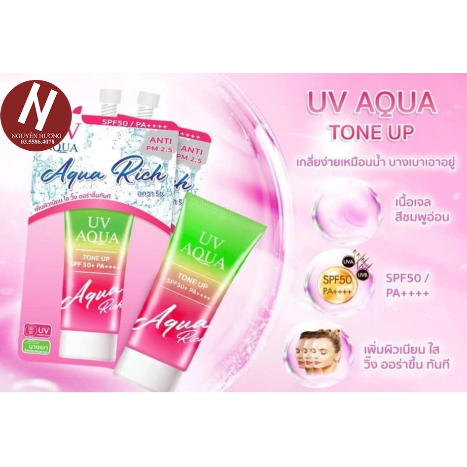 Kem chống nắng UV QUA Tone Up SPF 50+ PA +++ 60g| Kem chống nắng Skin Aqua