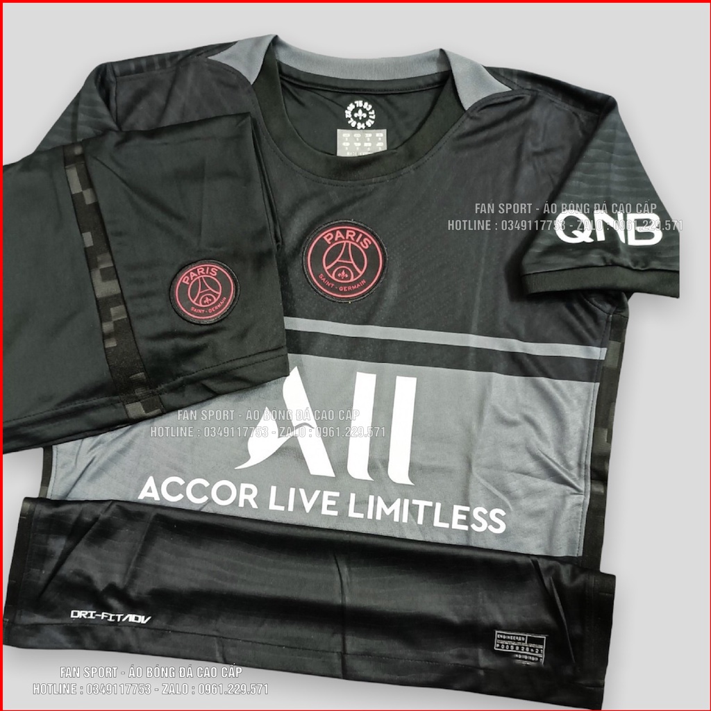 Áo PSG Sân Khách 2021 | Bộ Áo Đấu PSG Sân Khách Mẫu Thứ 3 Mùa Giải C1 2021/2022 Màu Đen vải thái
