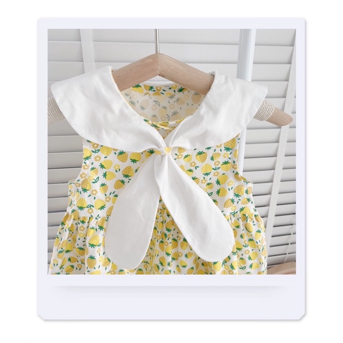 Váy hè sát nách thô mát hoạ tiết dâu tây cho bé gái 8-19 kg