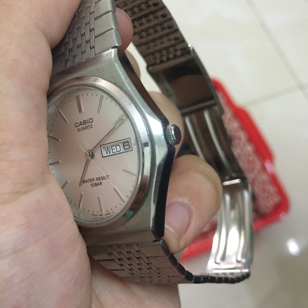 Đồng hồ nam Casio thương hiệu QUARTZ hàng si Nhật chính hãng , mặt trắng