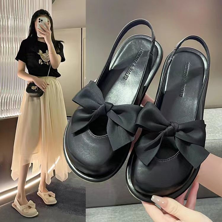 2023 Cho Nữ Mary Jane Sandal Đế Bằng Trọng Lượng Nhẹ Thoải Mái Đính Nơ Phong
