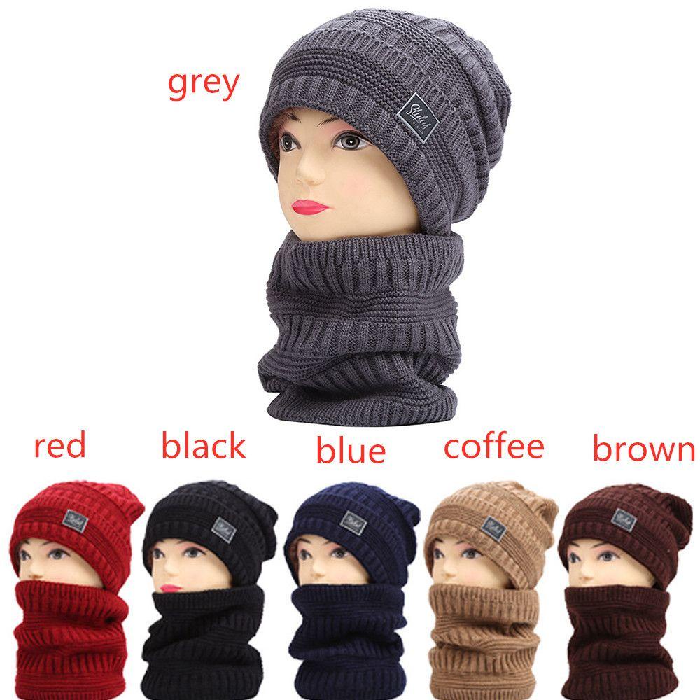 Mũ beanie Kết Hợp Khăn Choàng Mềm Mại Giữ Ấm Thời Trang Cho Nam Nữ