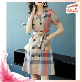 Đầm Sơ Mi Phối Hoạ Tiết Caro Cao Cấp - Váy Đầm Dáng Dài Tay Lỡ Phối Bell Thanh Lịch