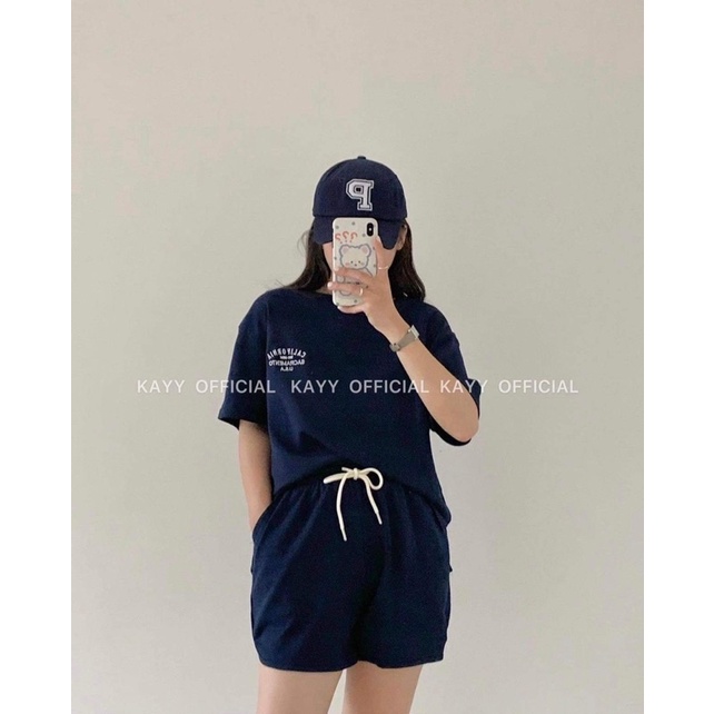 Bộ thun thể thao Cali 3 màu năng động FREESHIP Set đồ mặc nhà đi chơi thêu chữ Ulzzang