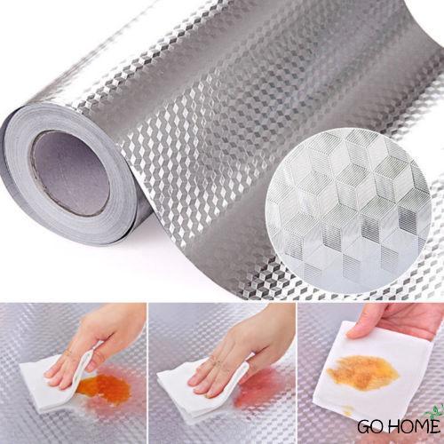 Giấy dán bếp tráng nhôm chống thấm dầu và nước 40*200cm/61*300cm tiện dụng