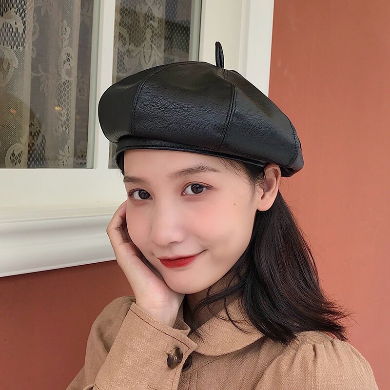 Mũ nón da beret có dây chỉnh vòng đầu mẫu mới cực xinh BR03