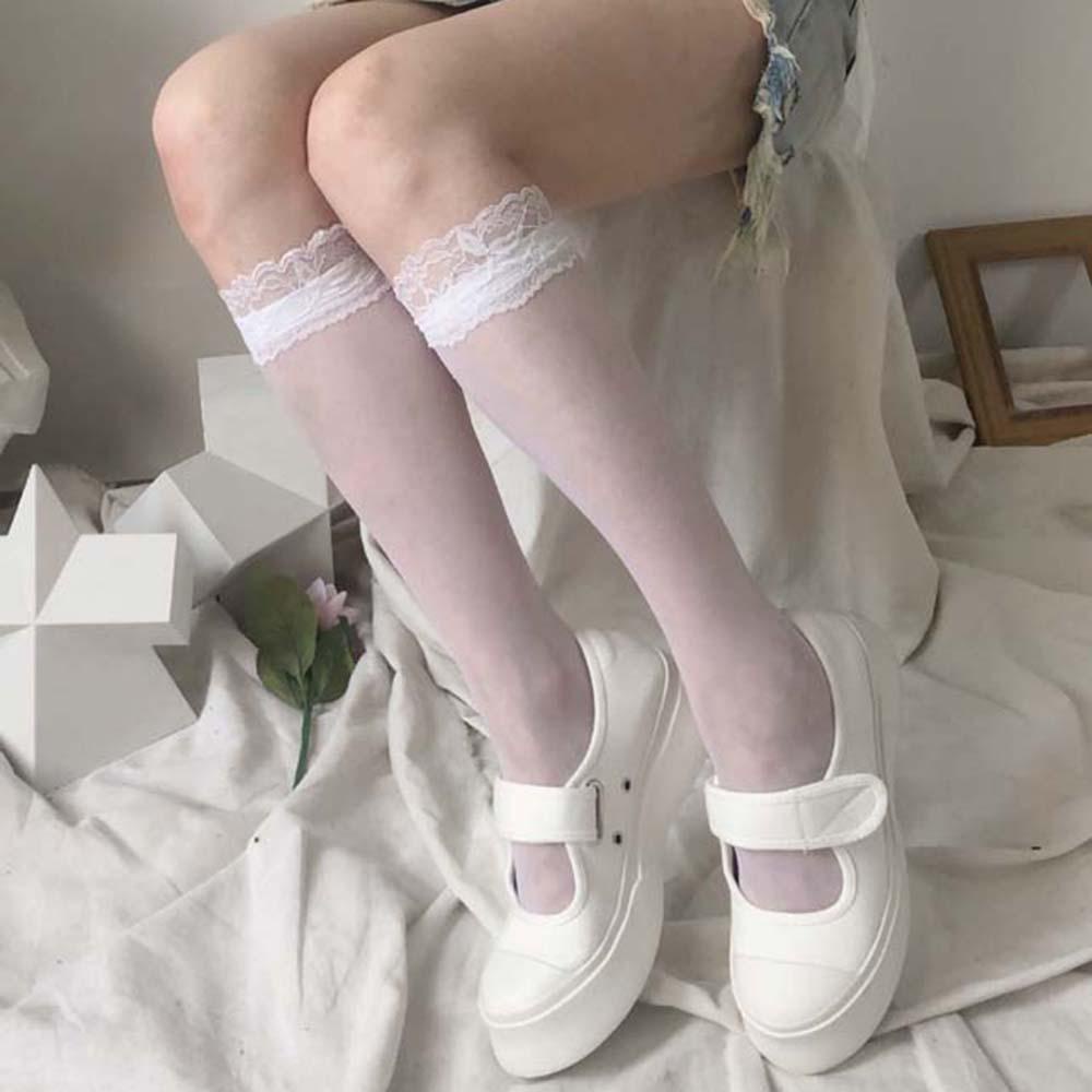 Vớ Nylon Dài Mỏng Co Giãn Phối Ren Nhiều Màu Thời Trang Quyến Rũ Cho Nữ