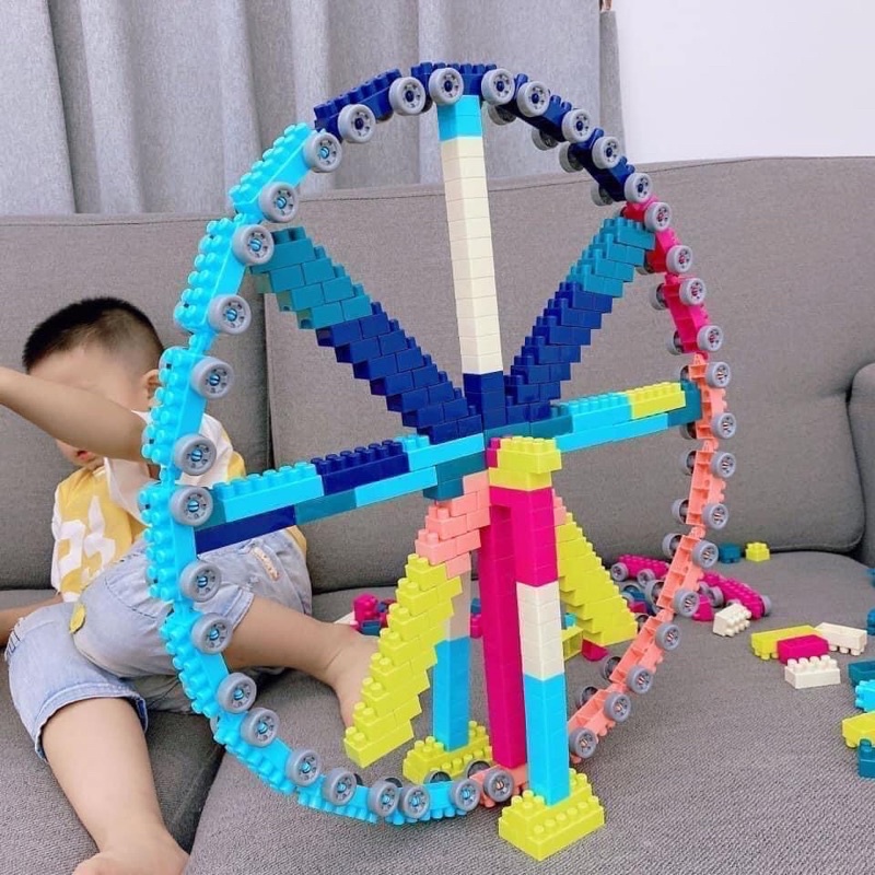 Bộ lắp ráp Lego xô 198 chi tiết rèn luyện tính sáng tạo cho bé