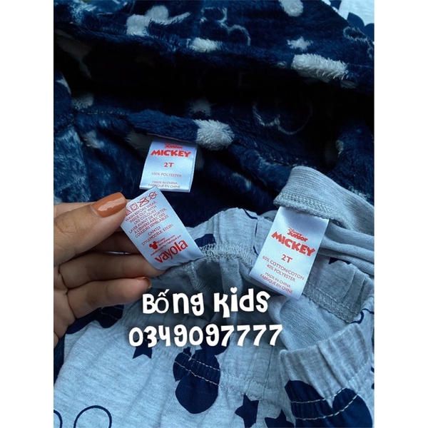 Set 3 Món Bé Trai Mickey Kèm Áo Choàng Ghi Navy DN