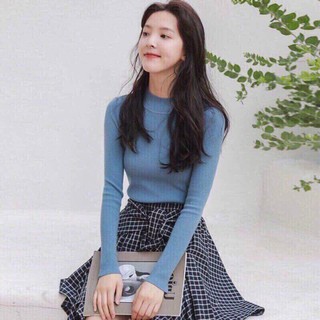 Áo len cổ 3 phân cho nữ chất len lông cừu