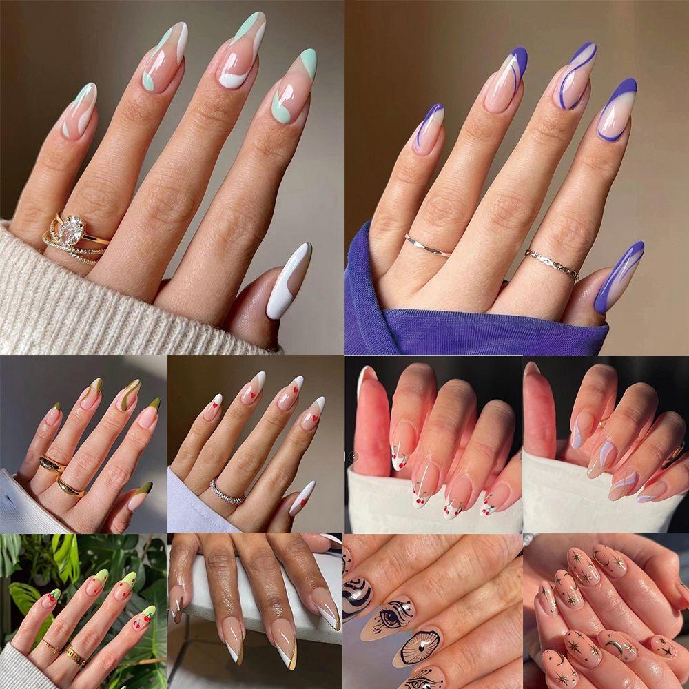 Hộp 24 Móng Tay Giả Che Phủ Toàn Diện Phong Cách Pháp