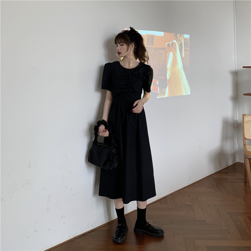 Đầm Tay Ngắn Hở Lưng Phong Cách Hàn Quốc Thời Trang Mùa Hè Cho Nữ