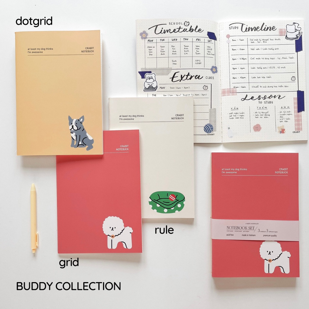 Vở May Gáy 100gsm 80 Trang Kẻ Ngang Dot Grid Crabit